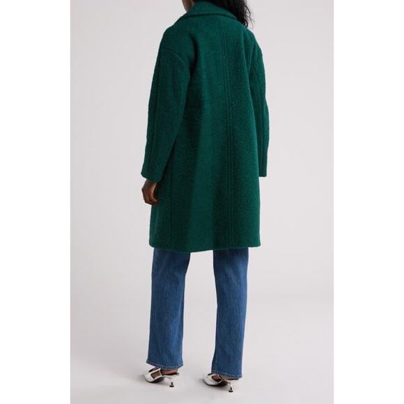 BCBGeneration Double Breasted Bouclé Longline Coat Emerald Green Women’s Small - Picture 2 of 9